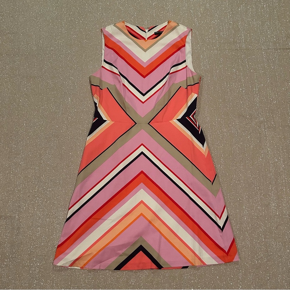 Colorful striped retro shift dress, size 8